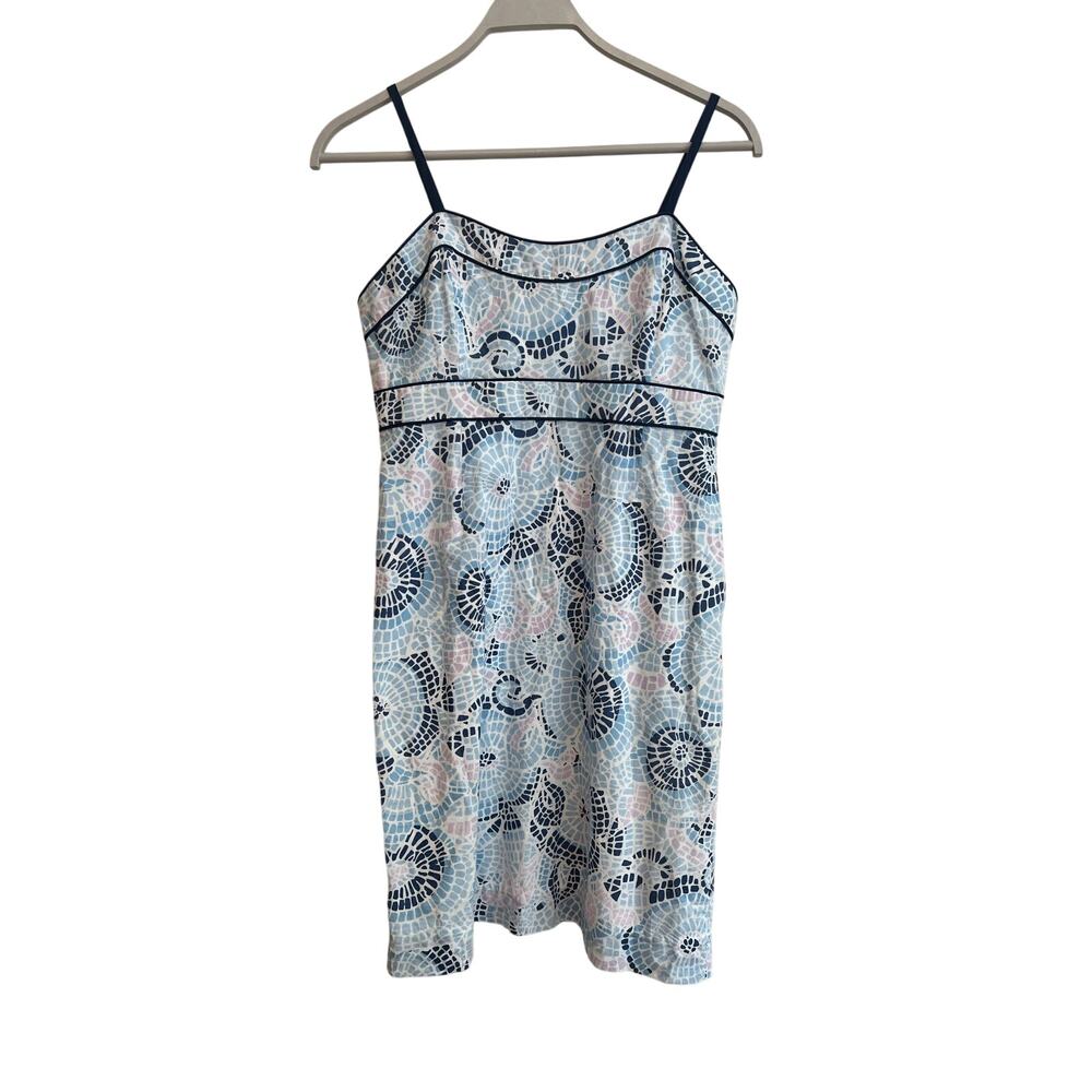 New Vineyard Vines Blue Floral Mosaic Print Dress in Jake Blue Size: 8 Medium